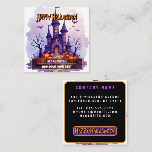 Carte De Visite Carré Modern Halloween Spooky Cute Collection (Devant / Derrière)