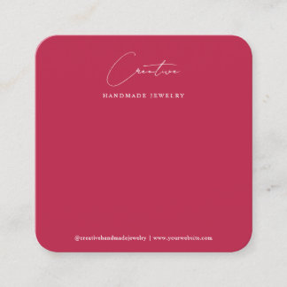 Carte De Visite Carré Modern Magenta Handwritten Script Jewelry Display