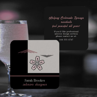Carte De Visite Carré Modern Minimalist Cherry Blossom Business Card