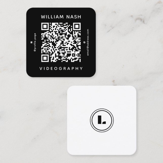 Carte De Visite Carré Modern professional duotone QR code (Devant / Derrière)