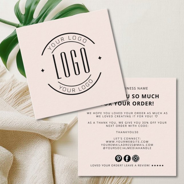 Carte De Visite Carré Modern thank you for your order simple logo (Créateur téléchargé)