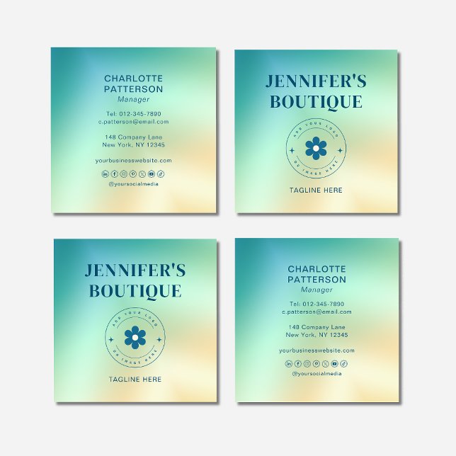 Carte De Visite Carré Moderne Abstrait Gradient tendance Ajouter un logo (Créateur téléchargé)