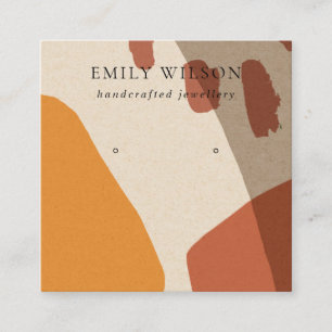 CARTE DE VISITE CARRÉ MODERNE ABSTRAIT TERRACOTTA ART ROUGE ÉCRAN