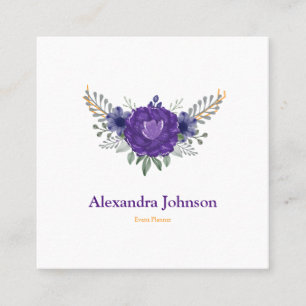 Carte De Visite Carré Moderne Chic Classy Aquarelle Floral Personnalisé