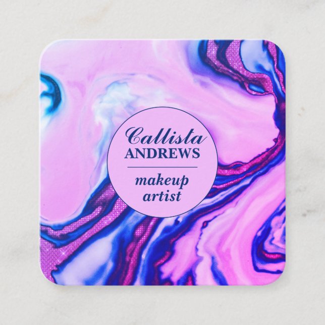 Carte De Visite Carré Moderne Chic Magenta Violet Parties scintillant Bl (Devant)