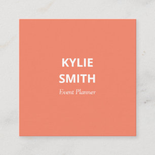 Carte De Visite Carré Moderne Chic minimaliste Saumon Pinkish Orange