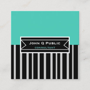 Carte De Visite Carré moderne chic noir rayures personnalisées double fa