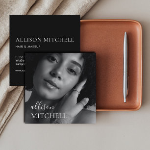 Carte De Visite Carré Moderne Chic Script Photo Professional