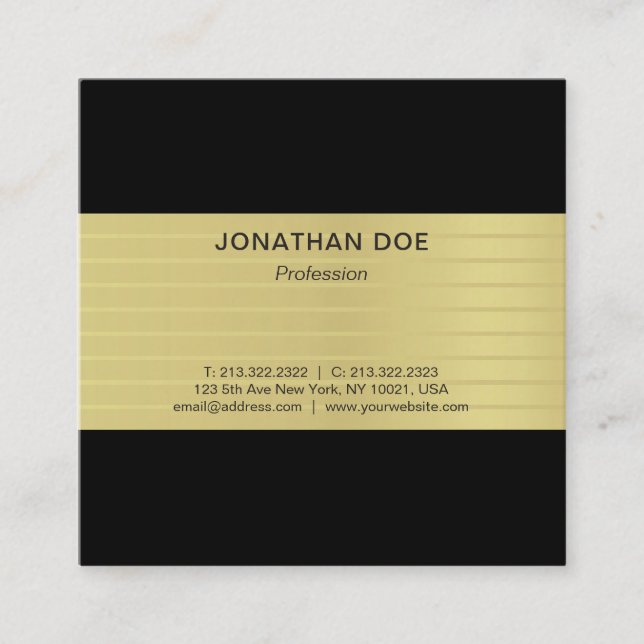 Carte De Visite Carré Moderne Creative Gold Striped Luxe (Devant)