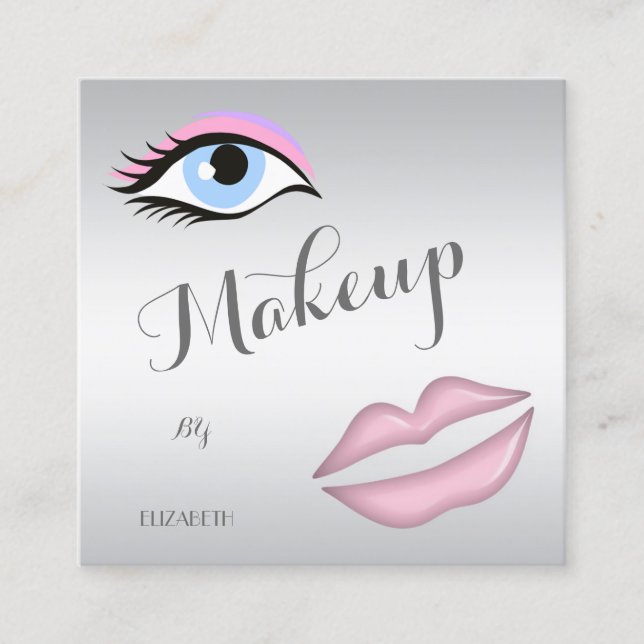 Carte De Visite Carré Moderne Design Professionnel, Oeil, Lèvres (Devant)