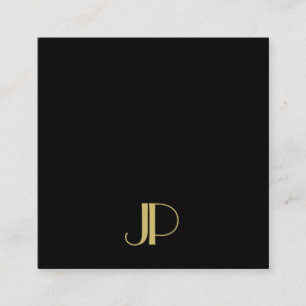 Carte De Visite Carré Moderne Elegant Or Monogram Modèle Luxe