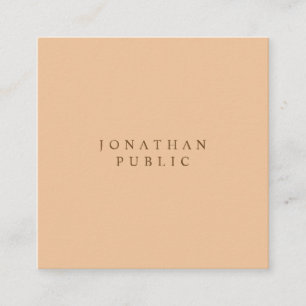 Carte De Visite Carré Moderne Elegant Peach Couleur Minimaliste Luxe Pla