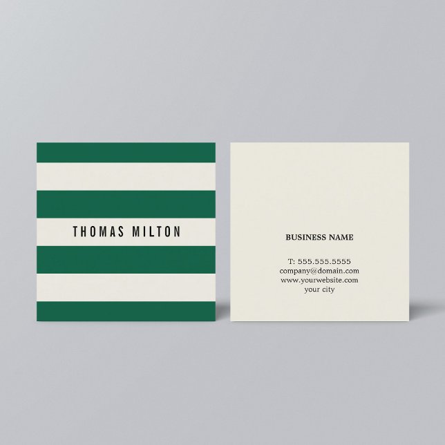 Carte De Visite Carré Moderne Elegant Vert Bige Grandes Têtes Consultant (Créateur téléchargé)