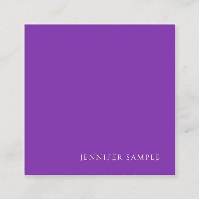 Carte De Visite Carré Moderne Elegant violet couleur Modèle professionne (Devant)
