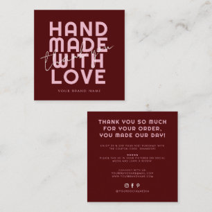 Carte De Visite Carré Moderne fait main avec amour merci