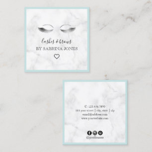 Carte De Visite Carré Moderne marbre minimum lashes et broches en argent