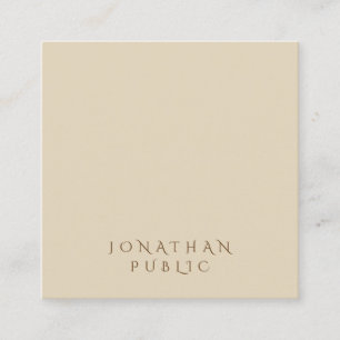 Carte De Visite Carré Moderne minimaliste élégant Beige Modèle simple