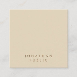 Carte De Visite Carré Moderne minimaliste Élégant Beige Modèle simple
