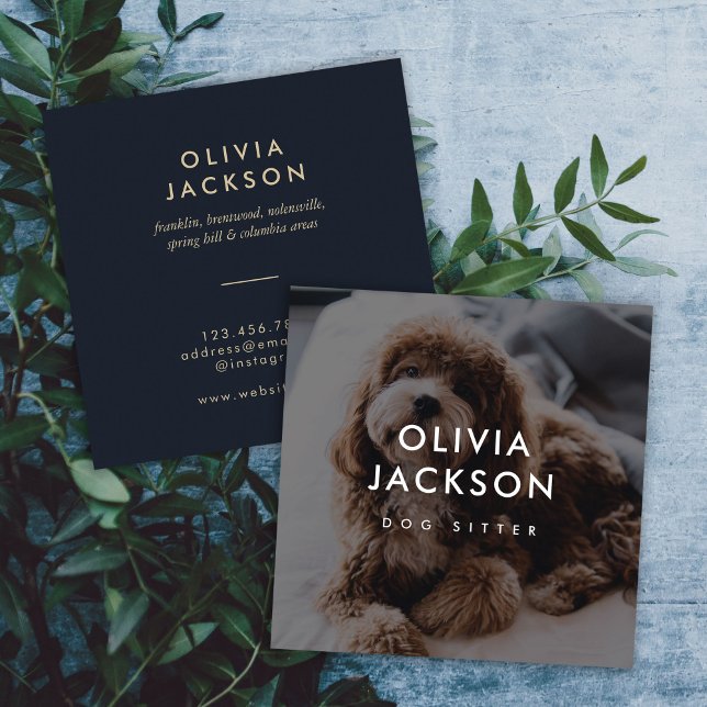 Carte De Visite Carré Moderne minimaliste Sitter Trainer Chien Sitter (Créateur téléchargé)