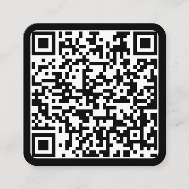 Carte De Visite Carré Moderne minimum noir coutume code QR médias sociau (Devant)