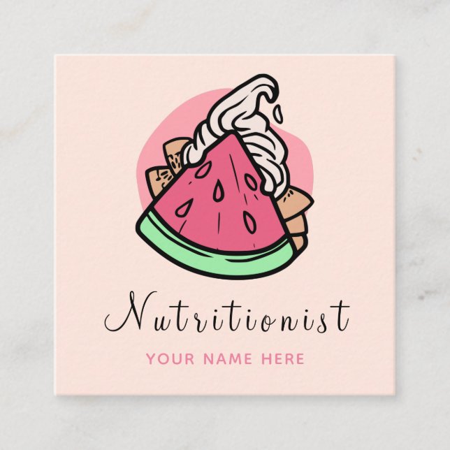 Carte De Visite Carré Moderne nutritionniste diététiste fruits médias so (Devant)