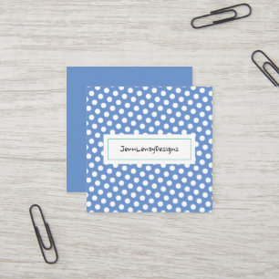 Carte De Visite Carré Moderne Pastel Blue White Pois Chic