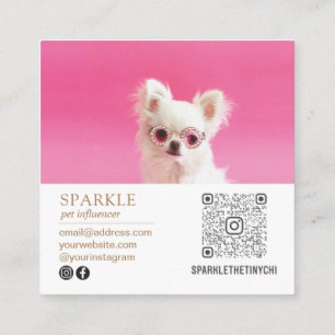 Carte De Visite Carré Moderne personnalisable double photo scannable QR