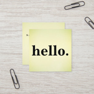 Carte De Visite Carré Moderne Professionnel Minimaliste Rustique Hello