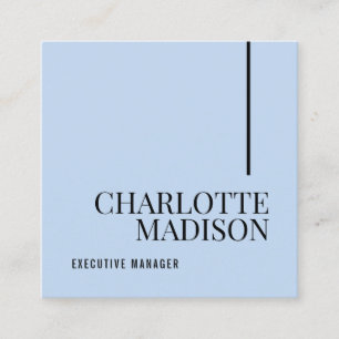 Carte De Visite Carré Moderne Simple Bleu Clair Uni Minimaliste Recto-Ve
