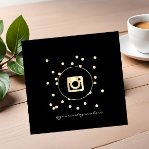 Carte De Visite Carré Moderne Simple Professionnel, Points Or Instagram