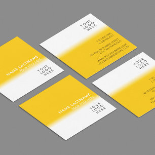 Carte De Visite Carré Moderne Simple Unique Votre Logo Bright Jaune Blan