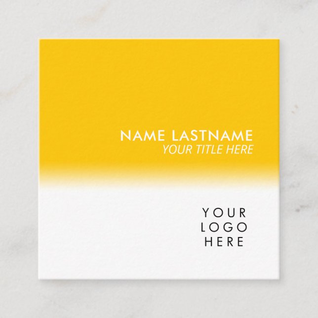 Carte De Visite Carré Moderne Simple Unique Votre Logo Jaune Clair (Devant)