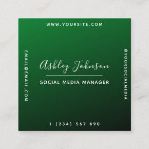 Carte De Visite Carré Moderne tendance médias sociaux Green Ombre Gradie