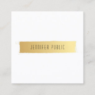 Carte De Visite Carré Moderne tendance Or Blanc Luxueux Élégant Plaine