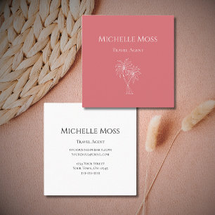 Carte De Visite Carré Moderne Tropical Foliage Palmiers Botanique