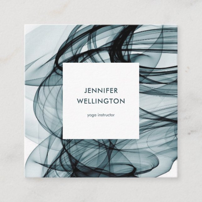 Carte De Visite Carré Moderne Turquoise Vert Abstrait peinture (Devant)