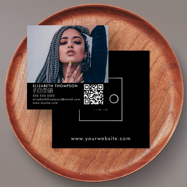 Carte De Visite Carré Modernisez votre logo QR Code tendance médias soci (Créateur téléchargé)