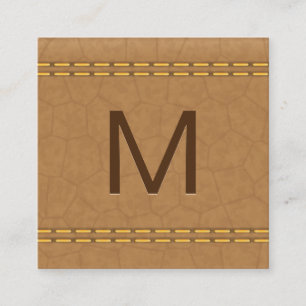 Carte De Visite Carré Monogram   Cuir Brun Double Piqué