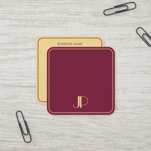 Carte De Visite Carré Monogram Modèle Luxe Bordeaux Et Or