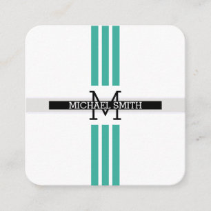 Carte De Visite Carré Monogram Professional Moderne Keppel Stripes