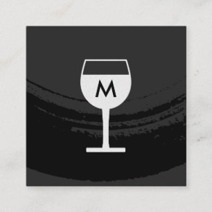 Carte De Visite Carré Monogramme Artistique Brossé Vin Noir Verre