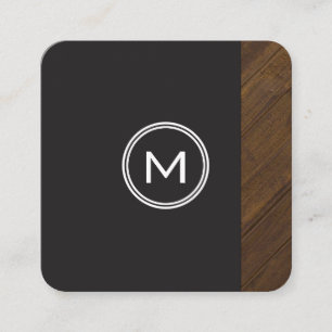 Carte De Visite Carré Monogramme avec coupe en bois