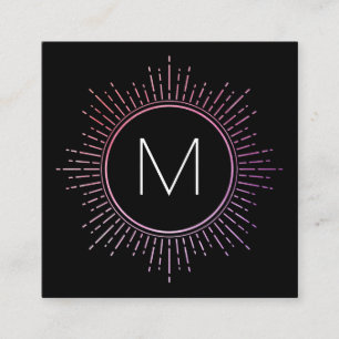 Carte De Visite Carré Monogramme avec éléments Faux Gold Illuminés