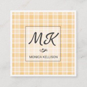 Carte De Visite Carré Monogramme avec motif flanelle