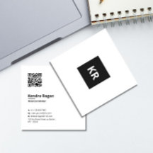Monogramme blanc moderne code QR minimal