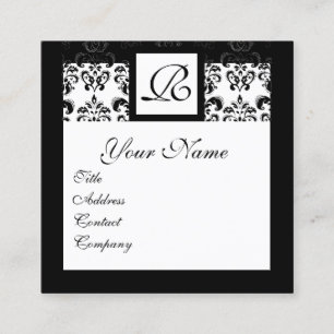 CARTE DE VISITE CARRÉ MONOGRAMME CARRÉ CLASSIQUE BLACK BLANC