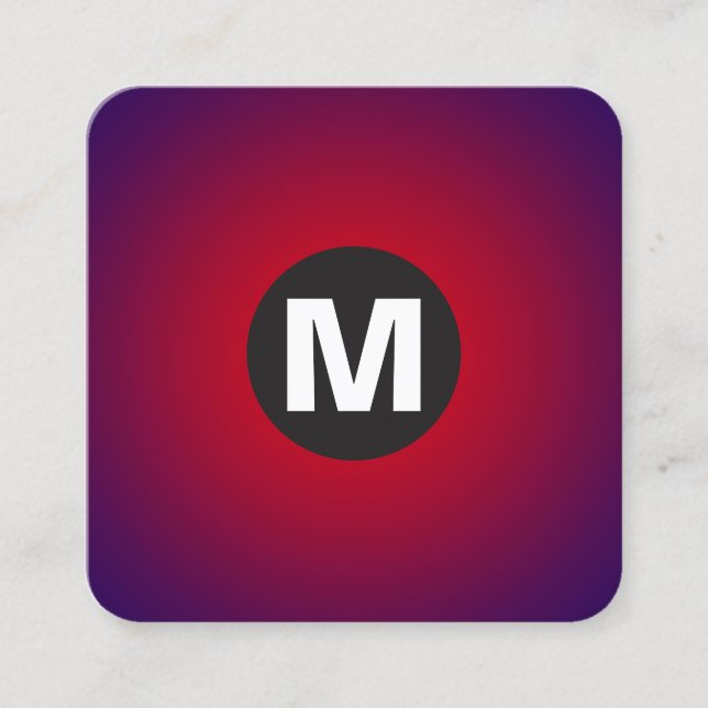 Carte De Visite Carré Monogramme circulaire - Dégradé - Marine rouge à p (Devant)