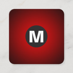 Carte De Visite Carré Monogramme circulaire - Dégradé - Rouge à noir
