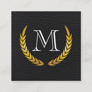 Carte De Visite Carré Monogramme classique Éléments décoratifs Faux Cuir