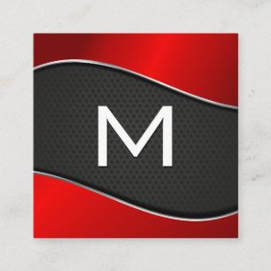 Carte De Visite Carré Monogramme classique   Mesh Arrière - plan rouge d